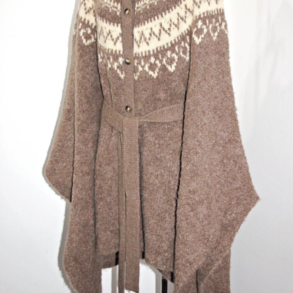 Polo Ralph Lauren Fair Isle Yoke Alpaca Wool Belted Cape Cardigan sz XL/XXL $998 - Picture 11 of 16